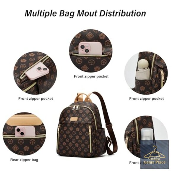 Mini Backpack Daypack for Women, PU Leather, 10L Capacity, Adjustable Straps main image 4